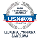 U.S. News High Performing Hospitals badge for Leukemia, Lymphoma & Myeloma Surgery